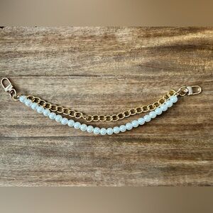 Bag Charm/Chain Gold Tone & Pearl Double Strand New OS